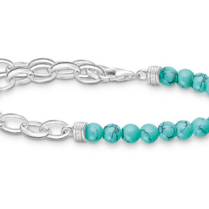 Thomas Sabo A2098-404-17-L17 Charms-Armband Silber und Türkisfarbene Beads