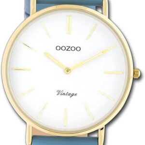 OOZOO Quarzuhr "Oozoo Damen Armbanduhr Ultra Slim", (Analoguhr), Damenuhr mit Lederarmband, rundes Gehäuse, mittel (ca. 36mm), Fashion-Style