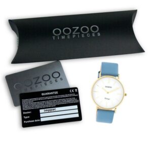 OOZOO Quarzuhr "Oozoo Damen Armbanduhr babyblau Analog", (Armbanduhr), Damenuhr rund, groß (ca. 40mm), Lederarmband, Fashion-Style