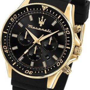 MASERATI Chronograph Maserati Herren Uhr Chronograph, (Armbanduhr), Herren Armbanduhr, groß (ca. 44mm), Silikonarmband schwarz, Fashion