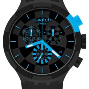 SWATCH® CHECKPOINT BLUE Chronograph Herrenuhr - SB02B401 - Schwarz - Quarz-Uhrwerk - Chronograph