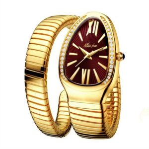 YSDYM Quarzuhr Damen-Quarzschlangenuhr, Schlangenkopf-Armbanduhr, diamantbesetzte Uhr
