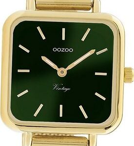 OOZOO Quarzuhr Oozoo Damen Armbanduhr Vintage Series, (Analoguhr), Damenuhr Metall, Mesharmband gold, eckiges Gehäuse, groß (ca. 26x26mm)