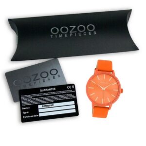 OOZOO Quarzuhr Oozoo Damen Armbanduhr orange, (Armbanduhr), Damenuhr rund, groß (ca. 42mm), Lederarmband, Fashion-Style