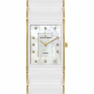 Jacques Lemans® Dublin Ceramic Perlmutt weiß/g. 24mm Damenuhr - 1-1940K - Gold, mehrfarbig, weiß-Weiß - Quarz-Uhrwerk