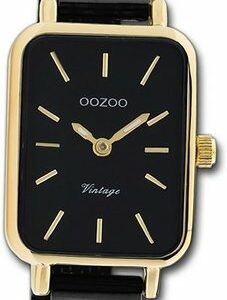 OOZOO Quarzuhr Oozoo Damen Armbanduhr Vintage Series, (Analoguhr), Damenuhr Mesharmband schwarz, rechteckiges Gehäuse, klein (ca 21x26mm)