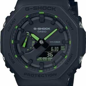 CASIO Quarzuhr G-Shock GA-2100-1A3ER Classic Analog Digital Herrenuhr Schwarz/Grün, (1-tlg)