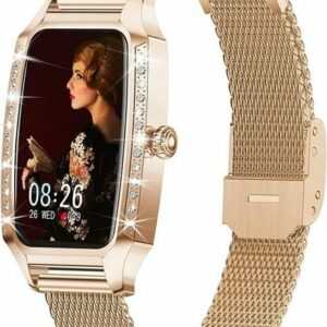 Efolen Smartwatch (1,45 Zoll, Android iOS), Diamond Damenuhr Schrittzähler Schlaf Herzfrequenzmonitor Wasserdichte