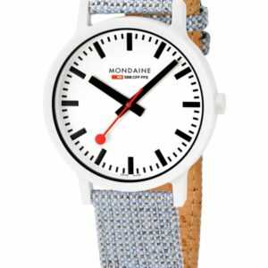 MONDAINE® Essence Weiß, 41mm, Armband Blau Herrenuhr - MS1.41110.LD - Quarz-Uhrwerk