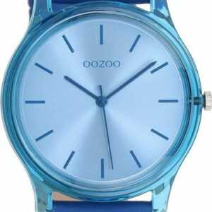 OOZOO Quarzuhr Damenuhr C11143 Acryl-Blau Lederband Blau 36 mm
