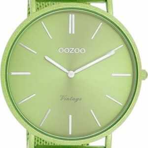 OOZOO Quarzuhr Oozoo Damen Armbanduhr Vintage Analog, Damenuhr rund, groß (ca. 40mm), Edelstahlarmband grün, Fashion