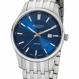 REGENT® Armbanduhr Edelstahl blau Herrenuhr - GM-1627 - Quarz-Uhrwerk