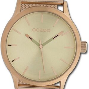 OOZOO Quarzuhr Oozoo Damen Armbanduhr Timepieces, Damenuhr Metallarmband rosegold, rundes Gehäuse, groß (ca. 45mm)