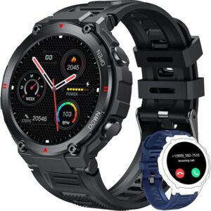 NONGAMX Smartwatch (1,42 Zoll, Android, iOS), Herren Fitness Tracker mit Wasserdicht Sportuhr Schrittzähler, 340mAh