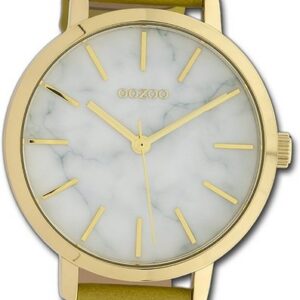 OOZOO Quarzuhr Oozoo Damen Armbanduhr Timepieces, Damenuhr Lederarmband gelb, rundes Gehäuse, mittel (ca. 38mm)