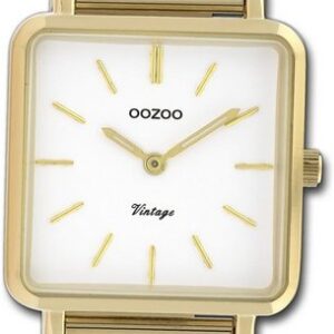 OOZOO Quarzuhr Oozoo Damen Armbanduhr Timepieces, Damenuhr Metallarmband gold, eckiges Gehäuse, extra groß (ca. 29x29mm)